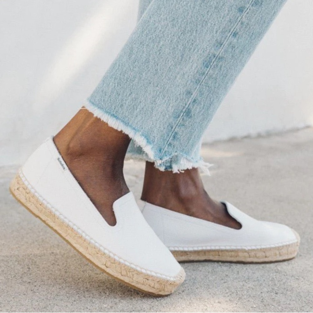 Soludos White Canvas Espadrilles with Jute Sole